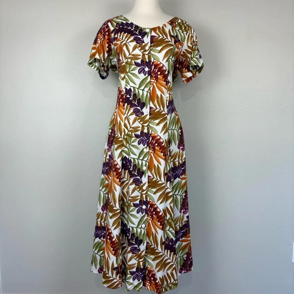 Jennifer Moore Maxi Dress Sz M Floral‎ Print Fit & Flare Tradwife Vintage Modest